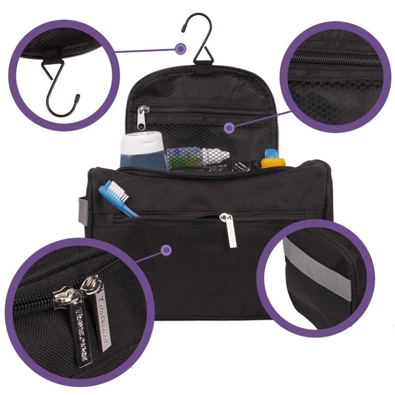Articles De Toilette Sac À Cosmétiques De Voyage Suspendu, Organisateur Trousse Toilette Et Ensemble D'hygiène Salle Bain avec Crochet Pratique Au Quotidien