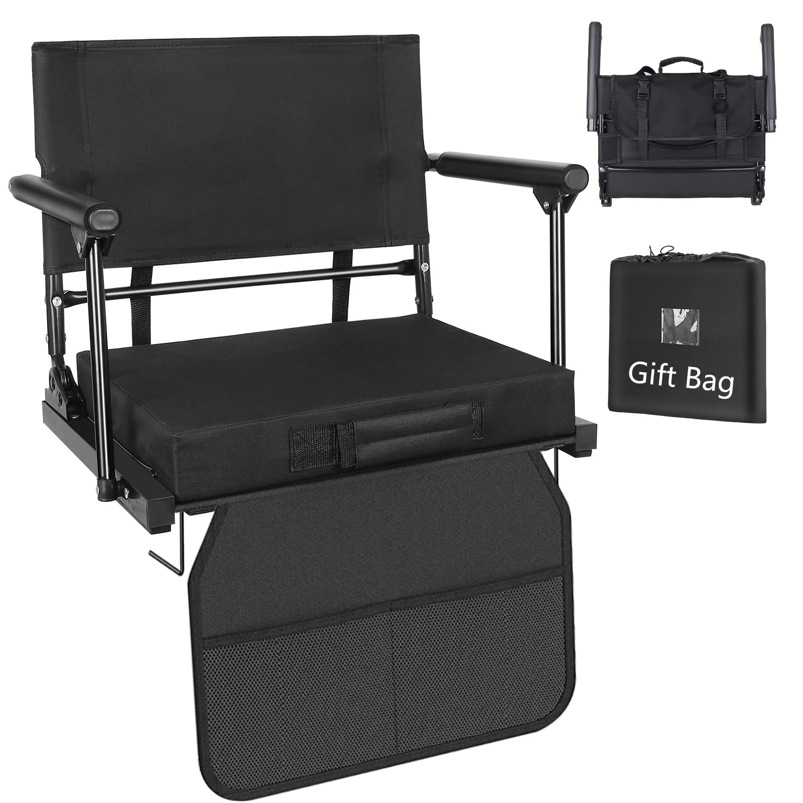 Stadium Seat for Bleachers with Back Support, Foldable Bleacher Seat with Removable Padded Comfy