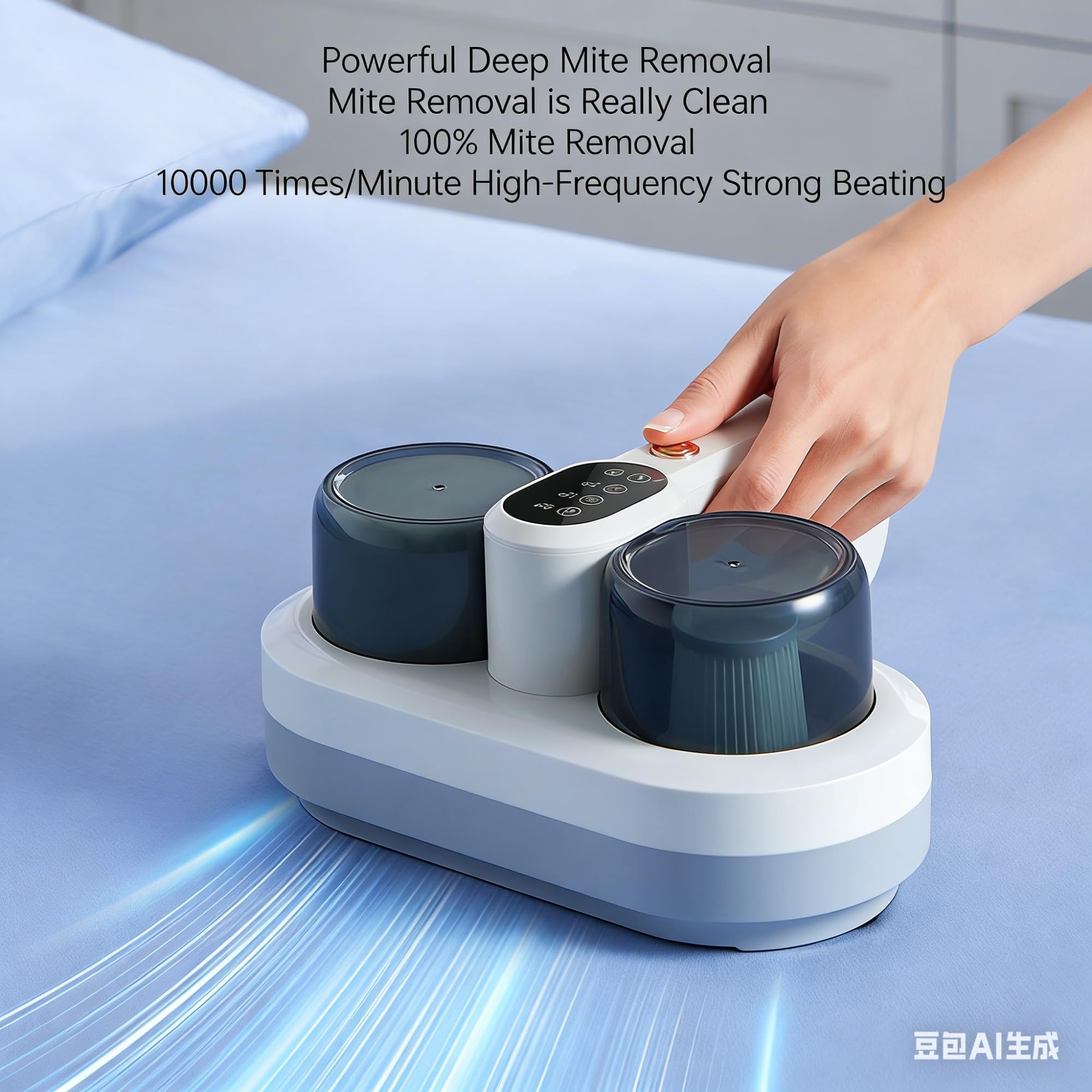 Aspirapolvere Portatile Anti-acari Rimozione Degli Acari Ad Ultrasuoni 10.000 Battiti Al Minuto Deumidificazione Con Aria Calda A 55 °C Doppio Sistema Di Filtraggio Con Contenitore Per La Polvere