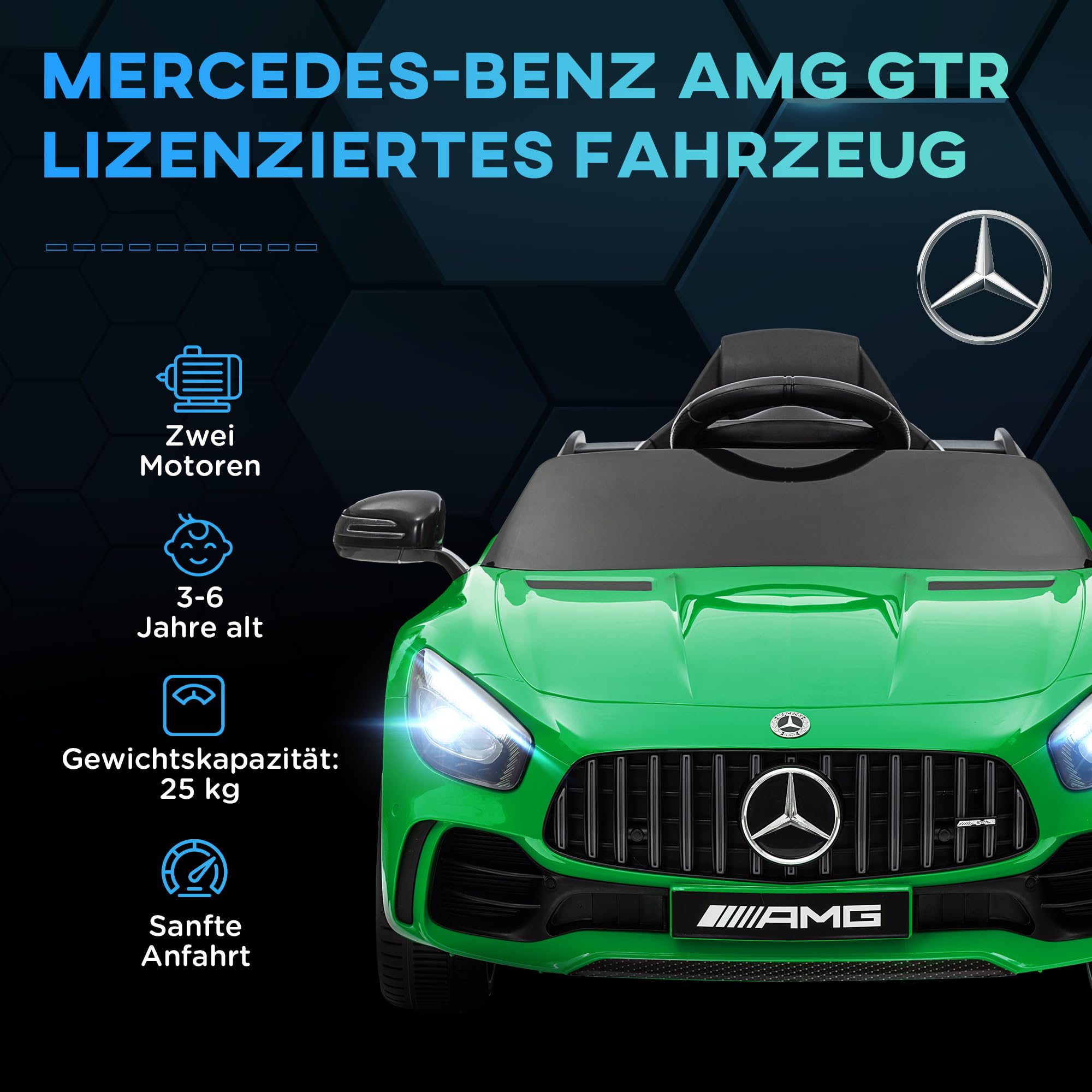 AIYAPLAY Elektryczny Samochód dla Dzieci 12V z Pilotem 2,4G, Pojazd Dziecięcy z Klaksonem, MP3, Muzyką, Miękki Start, Funkcja Jazdy do Tyłu 3-5 km/h, dla Dzieci 3-6 Lat, Zielony