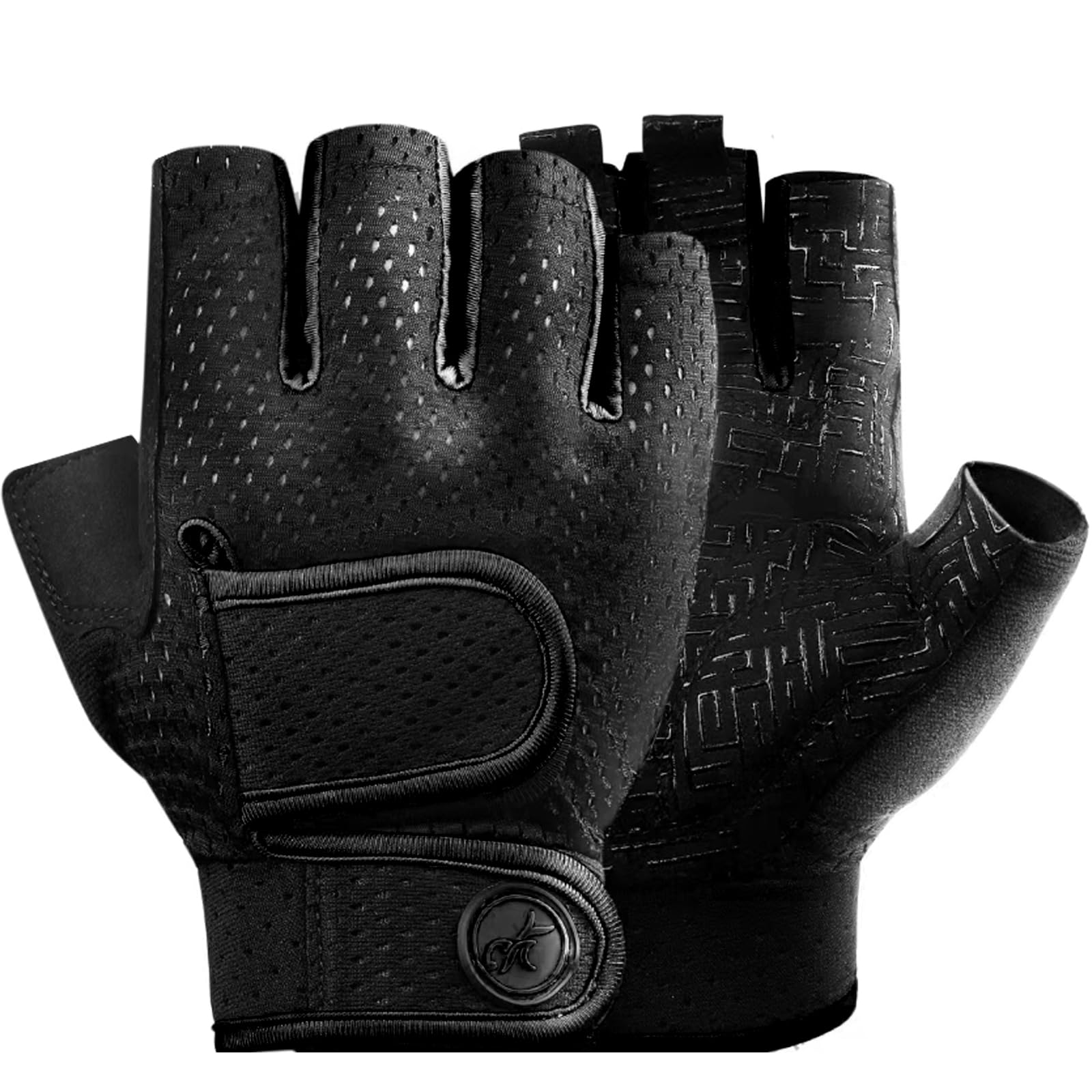 Gym Gloves Men Women Gel Pad Weight Lifting Training Workout Gloves-Black-M