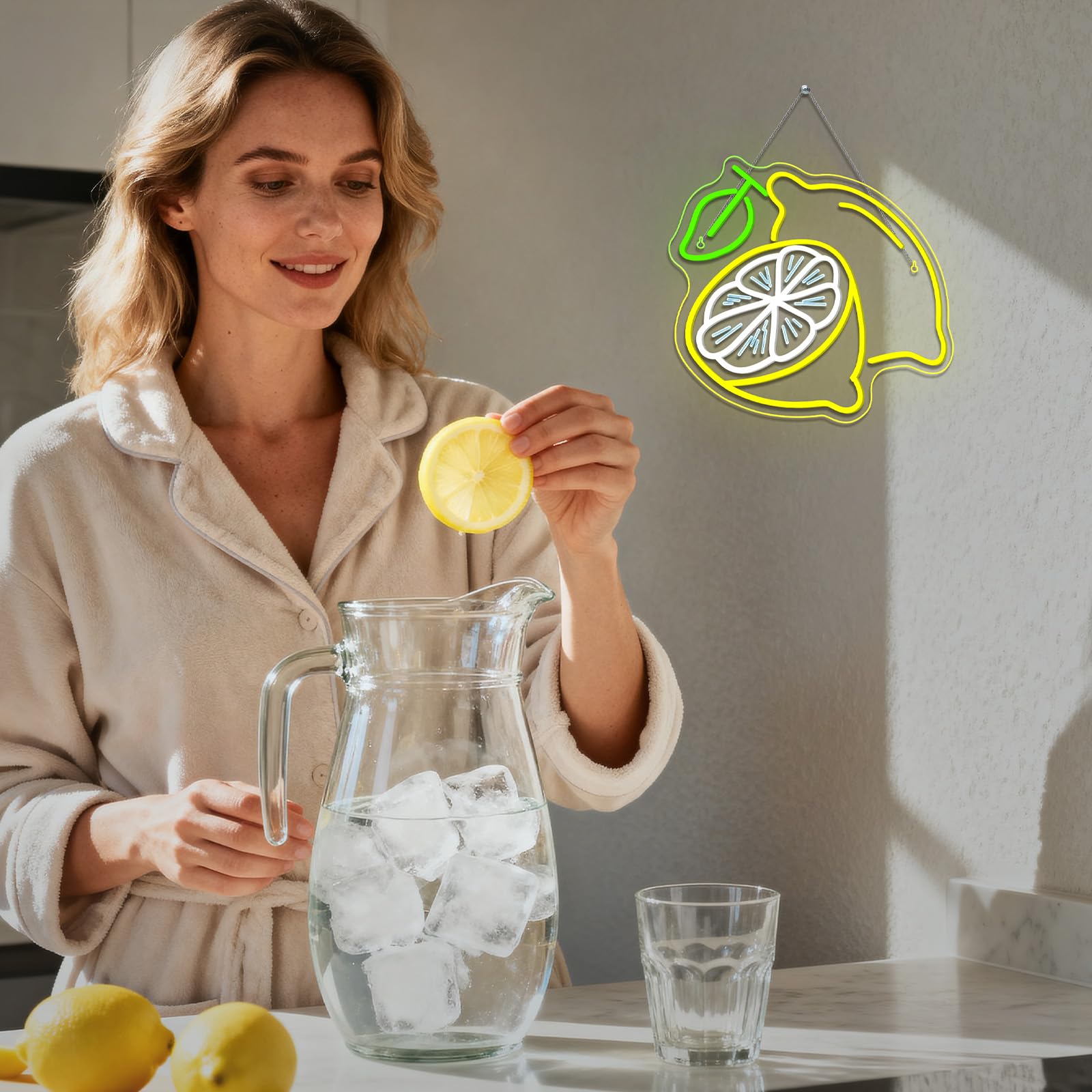 ineonlife Limone Scritte Neon, Lemon Scritta Led, Insegne Luminose per Decorazione, Insegna Neon per Negozio di Limonate,Negozio di Frutta,Negozio di Bevande,Cucina,Soggiorno,Camera da Letto,Bar