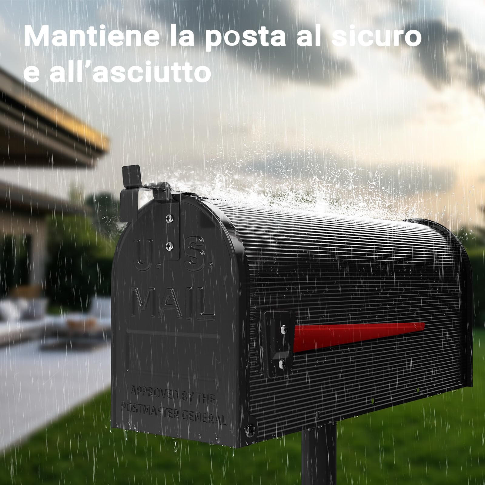 Wiltec Cassetta postale americana in acciaio zincato nero con materiale di montaggio