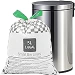 XUXRUS Small 1.6 Gallon Trash Bags with Printed, 55 Count Drawstring White Garbage Bags, Leak-Proof Mini Bin Liners with Safety Warning, Odor Block & Strong Seal for Home, Baby Room, Bathroom