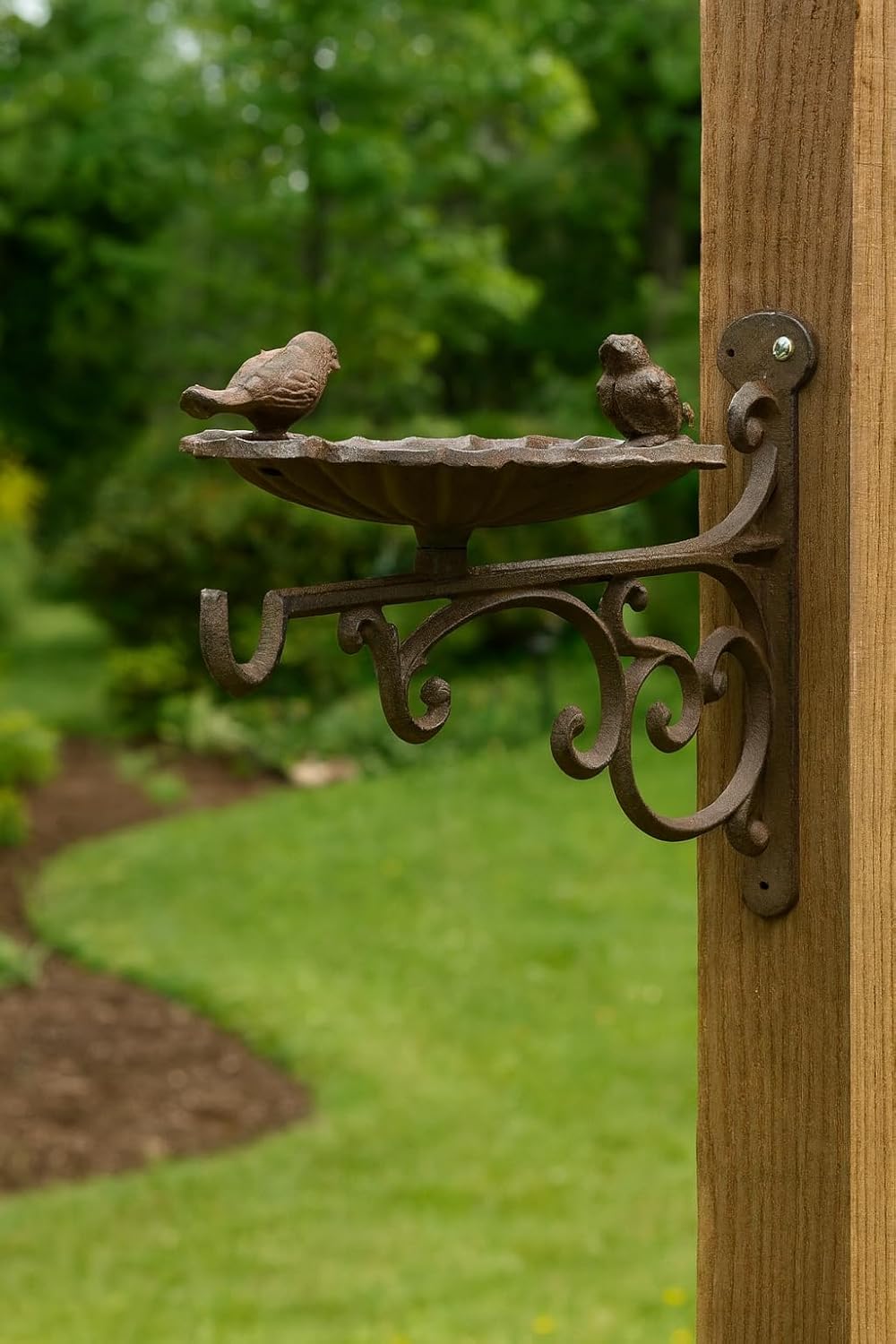 Plant Hanger Bird Bath Or Feeder Rust Brown Color 10.25" Deep