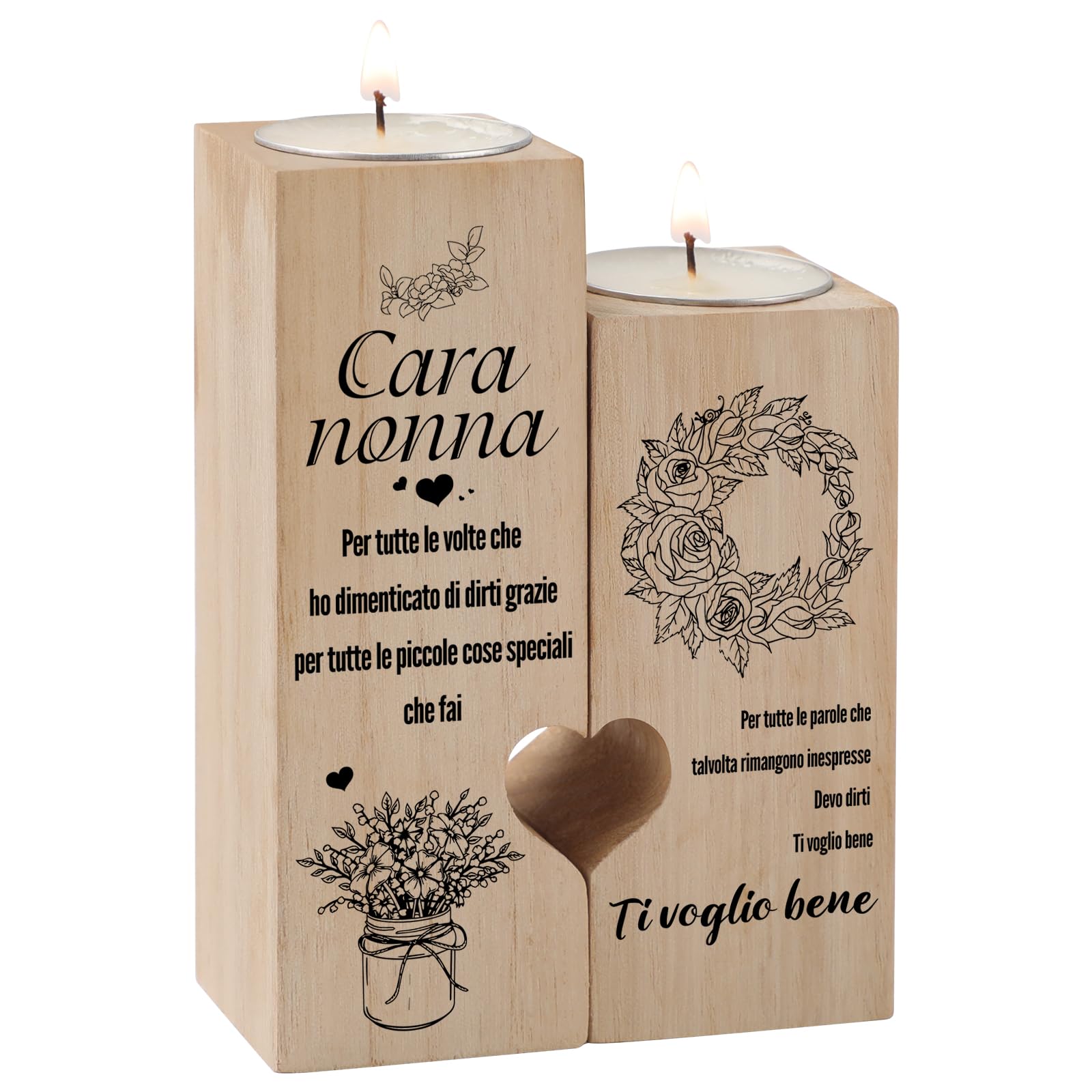 Regalo Nonna, Regali per la Nonna Candelabro a Forma di Cuore, Regalo Nonna Compleanno, Idee Regalo Nonna, Regali di Natale per la Nonna per la festa della mamma