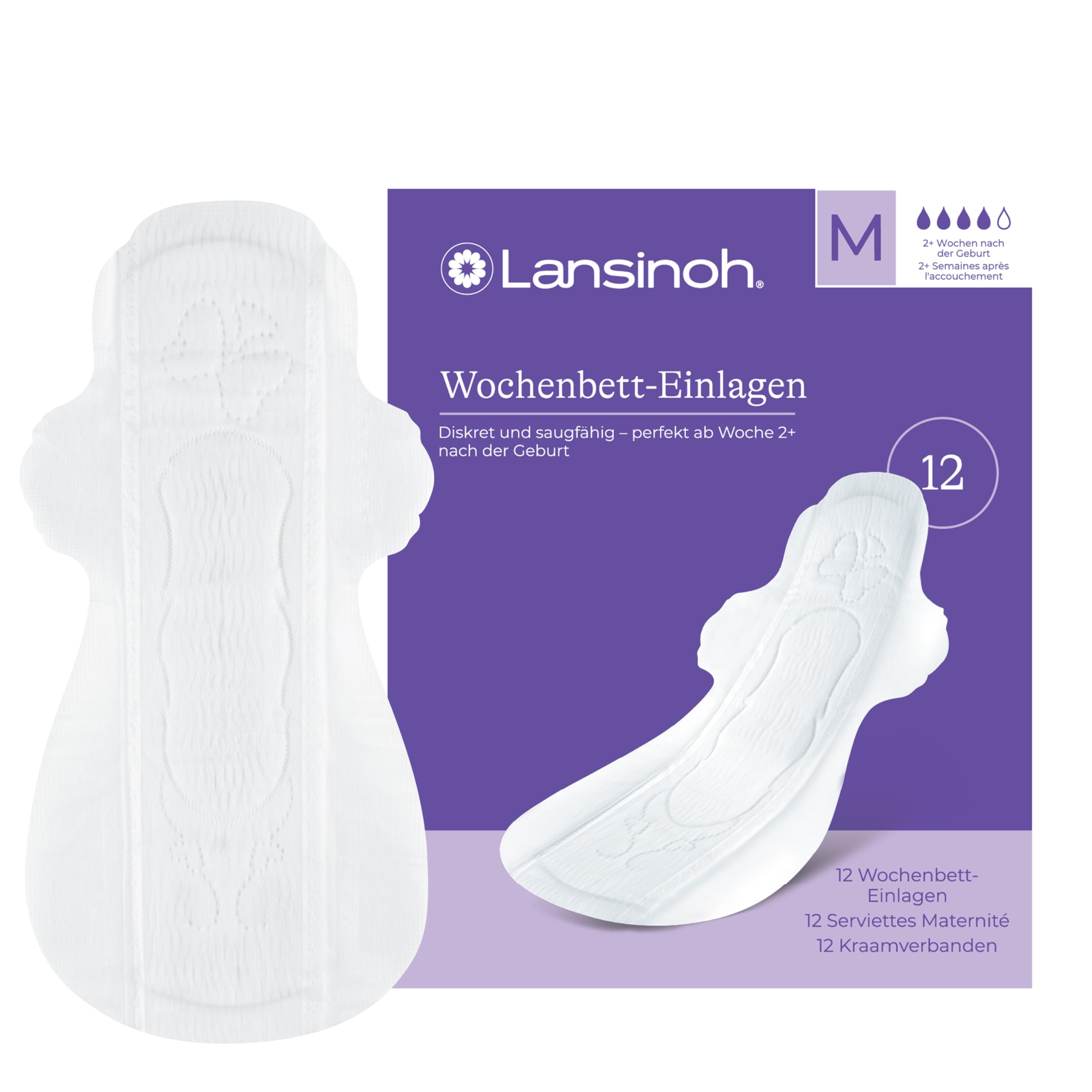 Lansinoh Wochenbett-Einlagen - 12 Stück - super dünn & saugfähig - ab Woche 2+ nach der Geburt