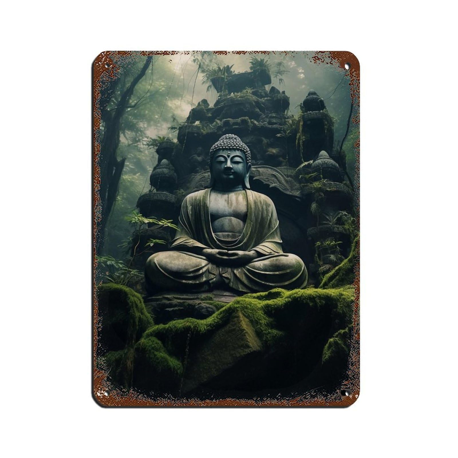 Asian-Inspired Zen Art Retro Poster Metal Tin Sign Chic Art Retro Iron Painting Bar People Cave Cafe Family Garage Poster Wall Decoration 12x16inch(30x40cm)