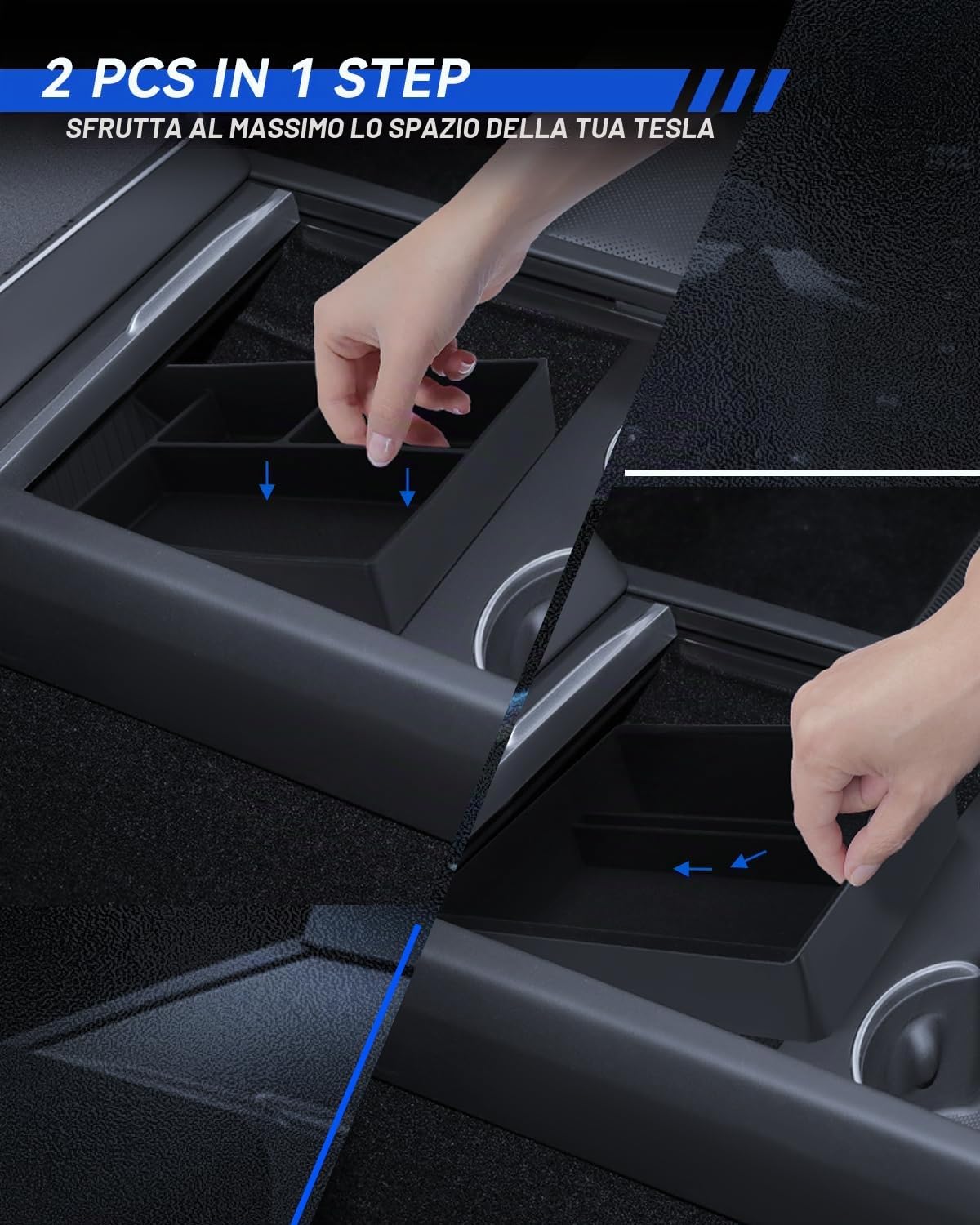 2 Pezzi Accessori per Tesla Model Y 2025-2026 Juniper Console Centrale Organizer e Vassoio Organizer in Silicone Model Y 2025-2026 Juniper Accessori (Beflockung)