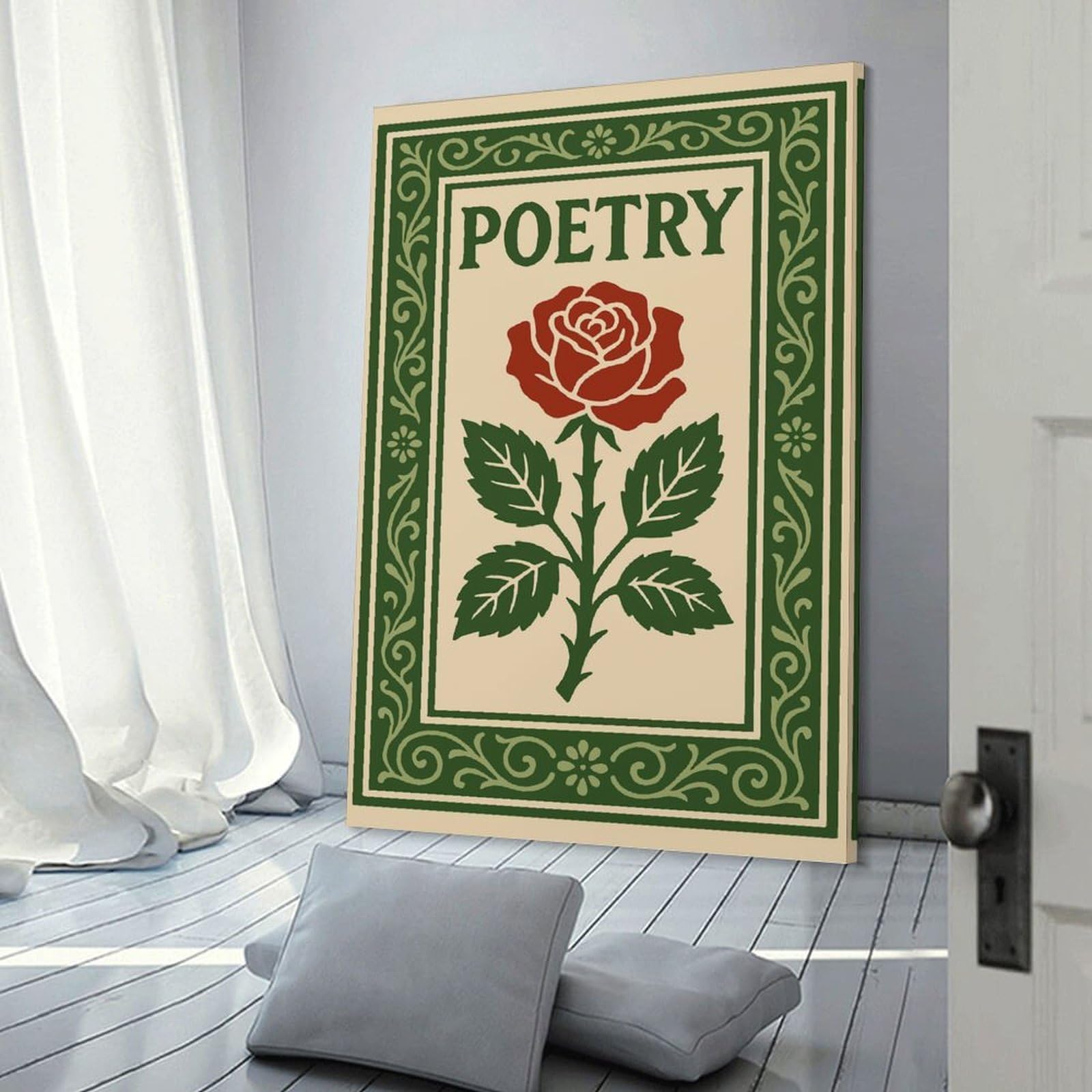 Junmoney Poetry Rose Illustration Wall Art Print, 20x30inch(50x75cm), for Lounge Decor, Bedroom Walls Or Flats, Decorative Artwork for Empty Walls