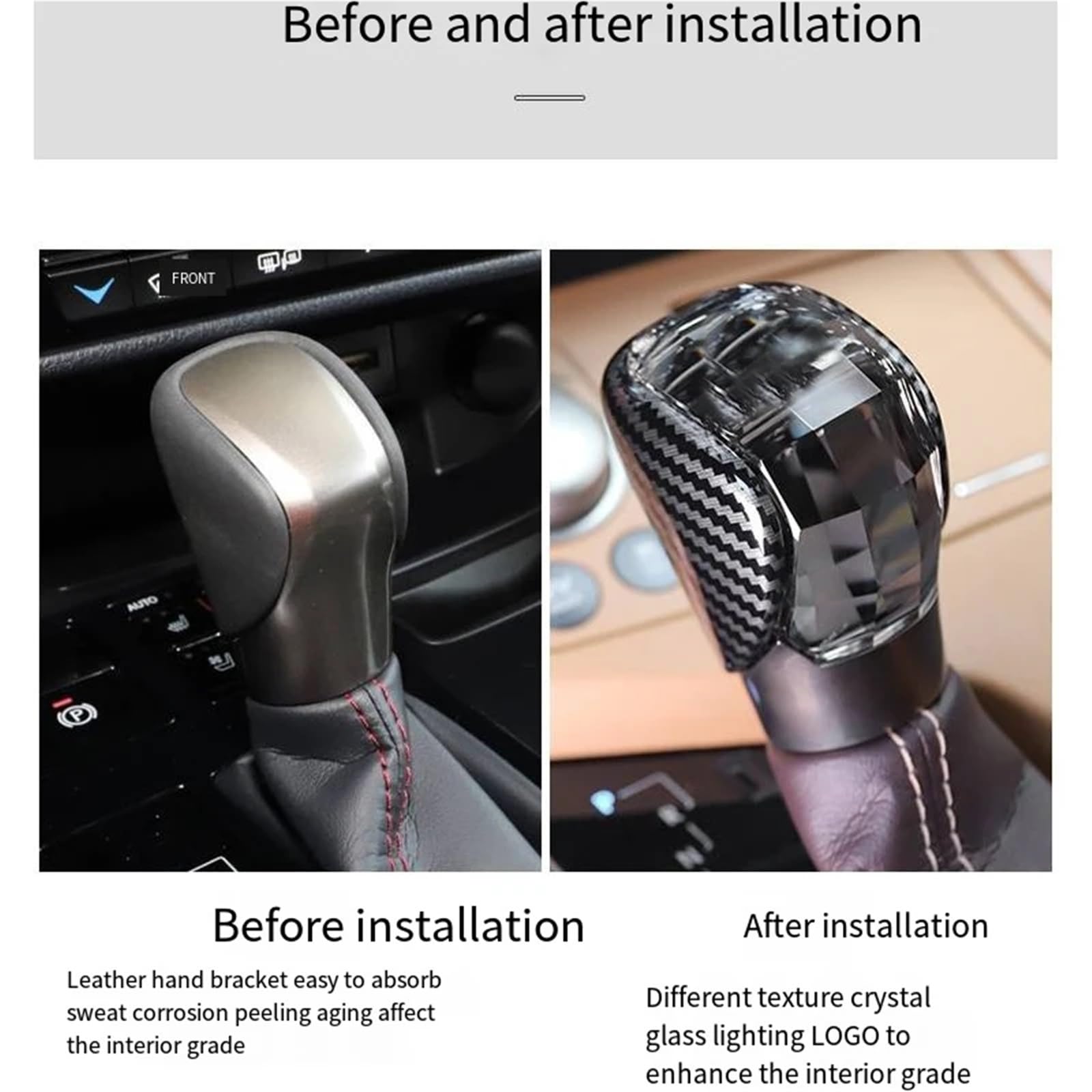 Gałka Zmiany Biegów Pasuje do Lexus 15-17 ES 15-20 NX 15-22 RX 15-21 IS 16-17 GS RC Crystal Shift Rotating Gear, Carbon Fiber gałka zmiany biegów zmiana samochodu(C)