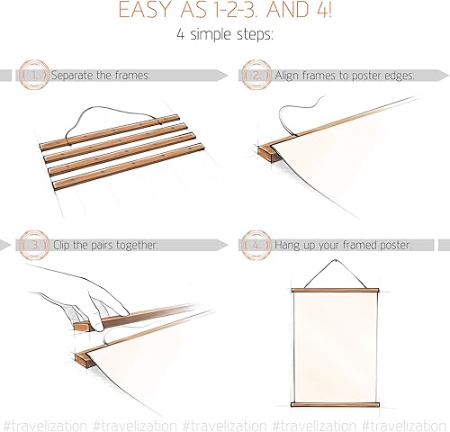 Miniatura 3 de Marco magnético para colgar pósteres, madera de alta calidad, imanes extrafuertes, instalación rápida y fácil, kit completo para colgar en pared,