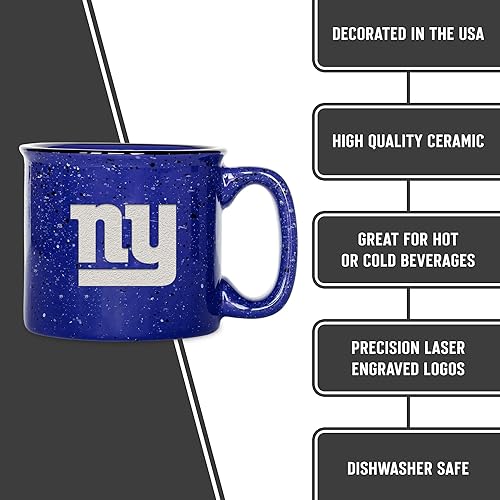 Miniatura 6 de Rico Industries NFL New York Giants - Taza de café personalizada de 15 onzas, logotipo grabado con láser profundo, taza de cerámica para campamento