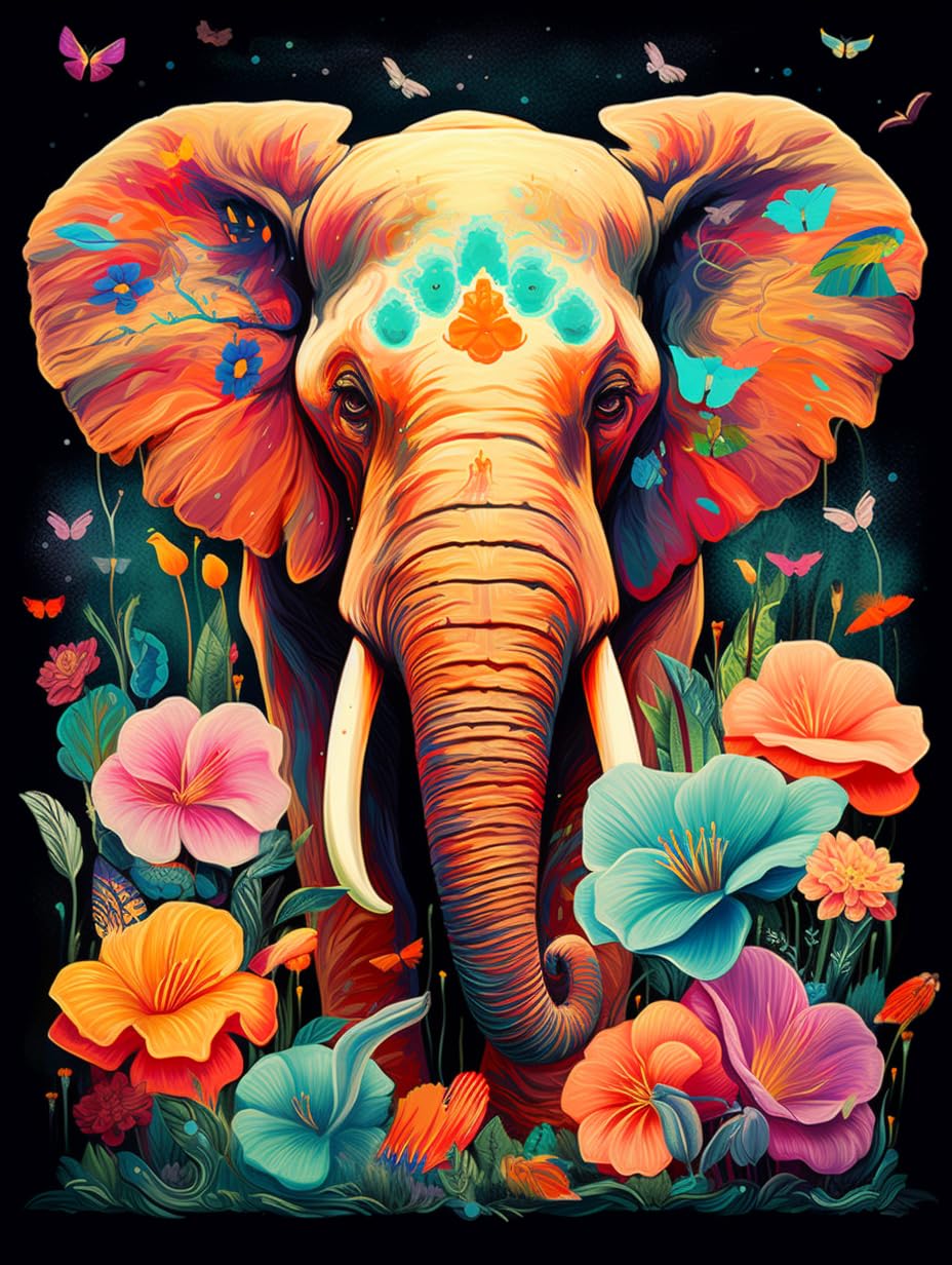 jieyisier Diamond Painting Erwachsene,Diamond Painting Set für Erwachsene,Diamant Painting Bilder für Anfänger Elefant Paint with Diamonds für Home Wall Decor 12x16 Zoll