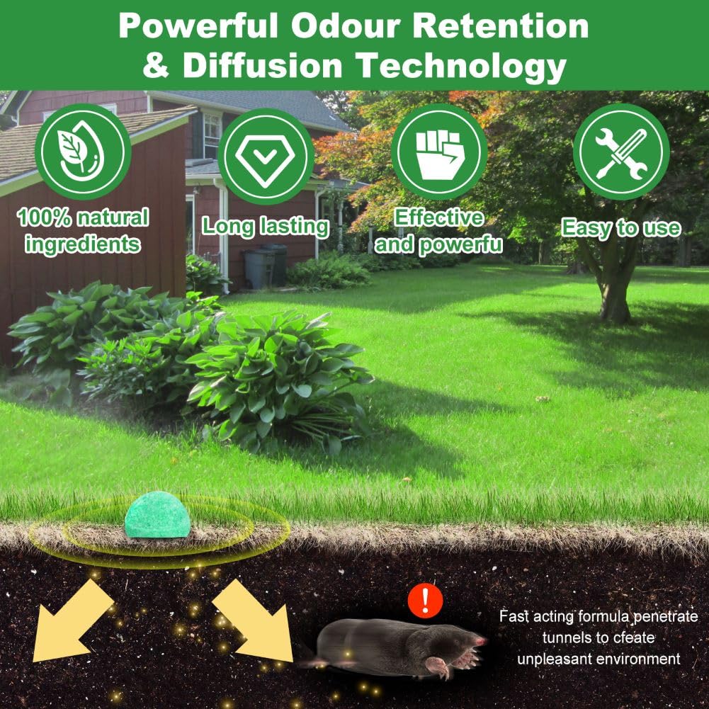 Nehaii Mole Repellent Balls, Effective Mole Deterrent for Gardens UK, Easy to Use Mole Repeller for Outdoors, Prevents Damage to Lawns & Gardens, Mole Repellent Safe for Pets 10pcs - Image 4