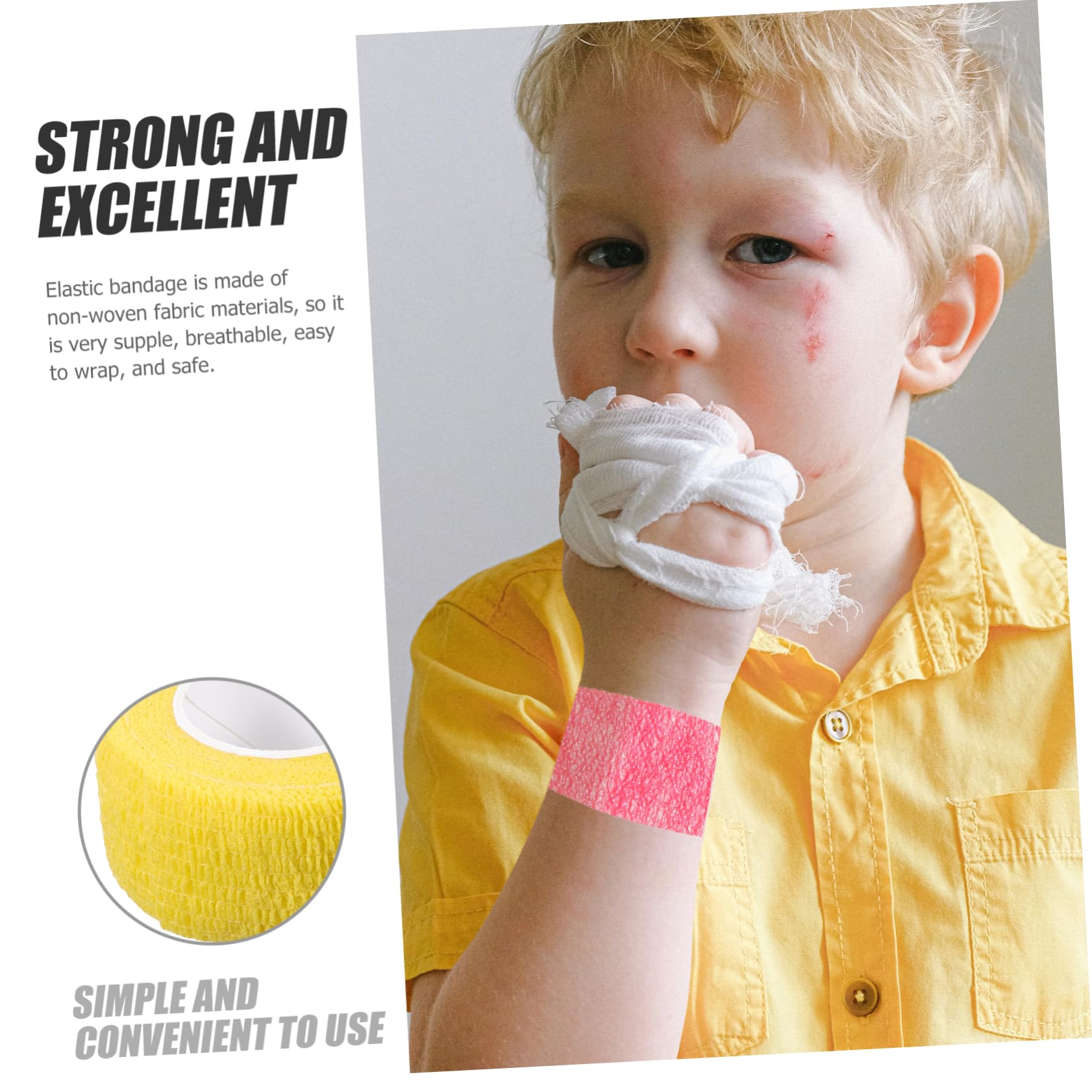 Didiseaon 10 Pack Self Adhesive Elastic Bandages Non-Woven Sports Tape Wraps for Wounds