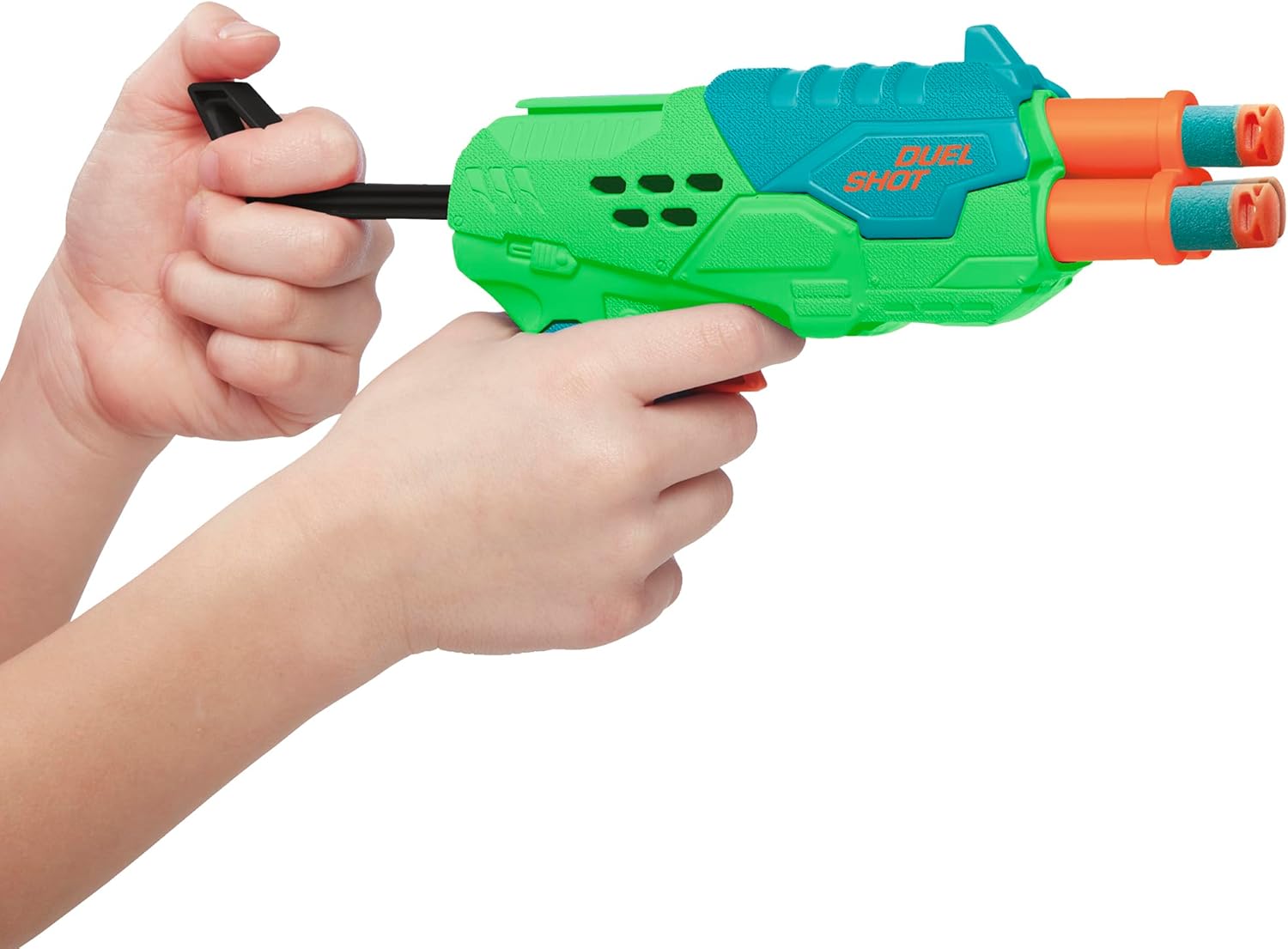 Air Warriors: Duel Shot - 2 Pack Dart Blasters, 6 Accu-Blast Darts, Auto-Advancing Barrels, Green & Blue, Shoot Up to 80ft, Kids Toy, Ages 6+