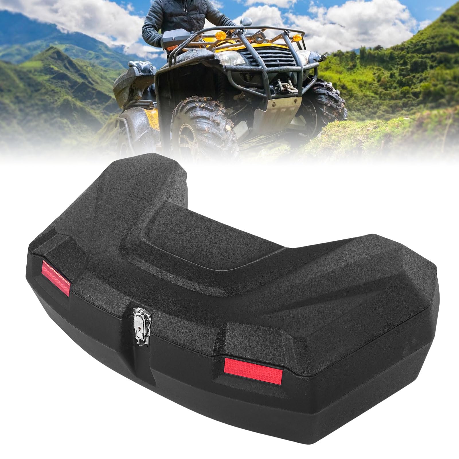 AMONIDA Caja de Almacenamiento Trasera para ATV Caja de Carga Espaciosa y Duradera con Capacidad de 98 L para Aventuras Al Aire Libre Material ABS Diseño Impermeable a Prueba de Lluvia con Cerradura