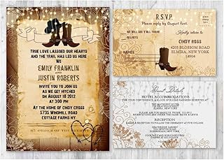 Western Rustic Wedding Invitations With Matching Card Set of 30