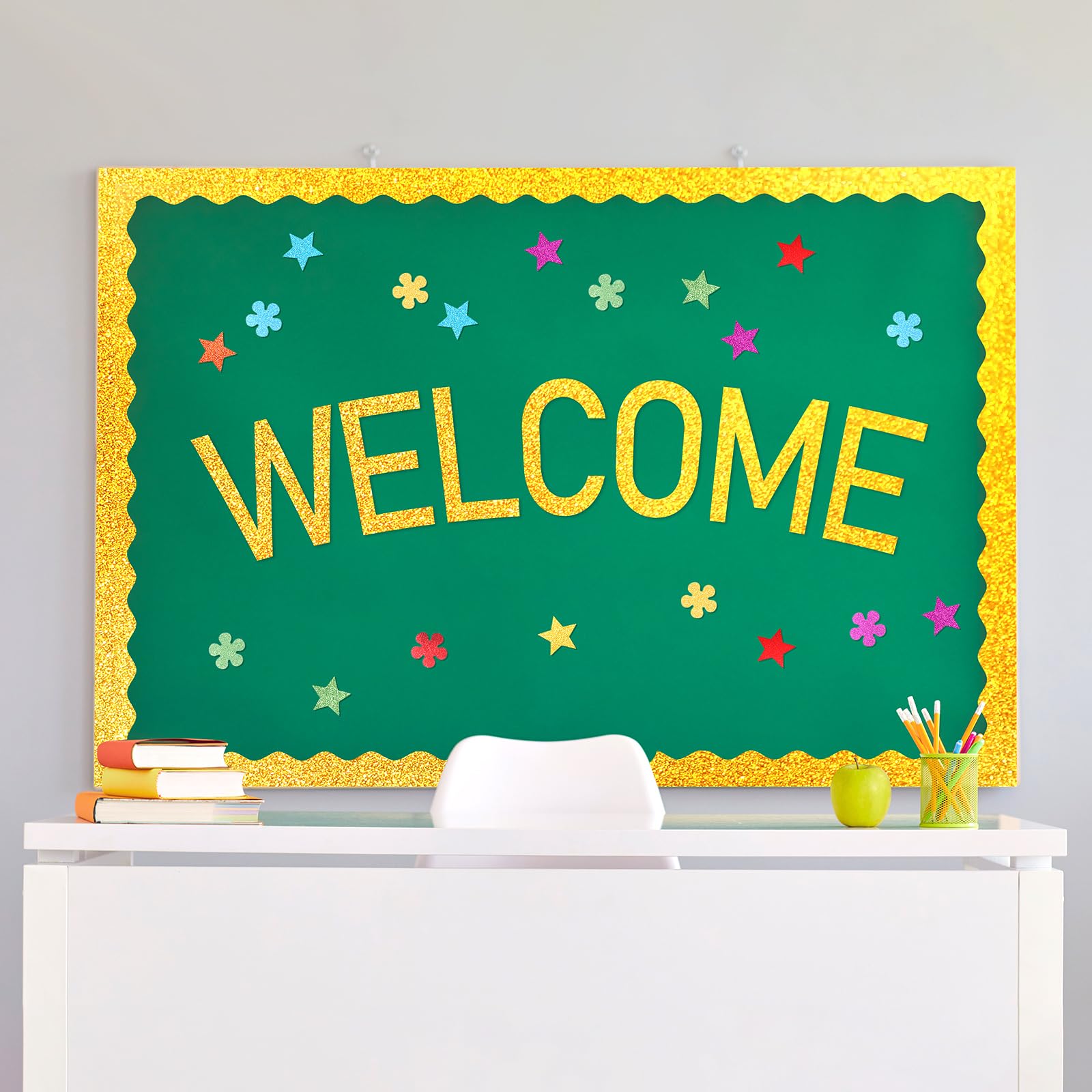 Janlaugh Pinnwand-Papierrollen, bunt, glitzernd, goldfarben, orange, lila, rot, blau, grün, lichtbeständig, große farbige Bastelpapiere für Klassenzimmer-Dekoration, 48,3 x 10,2 m, 6 Stück