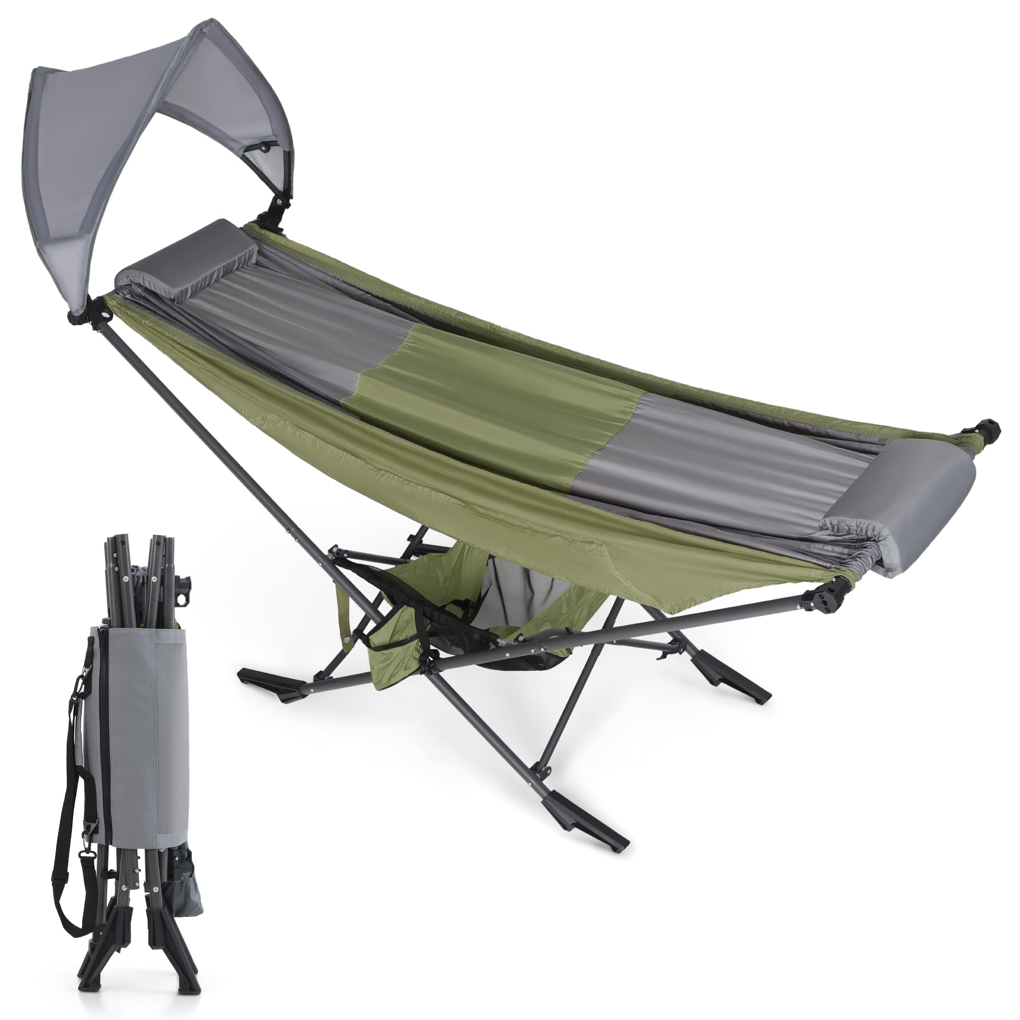hängematte sport HIGH POINT SPORTS Camping Hängematte, Outdoor mit Abnehmbare Sonnenschutz 250 LBS Tragkraft Robuste Tragbare Hängematte mit Reisetasche für Garten, Indoor, Balkon, Terrasse, Camping, Grün Garten Wohnmobil Family - Camperferien custom_template_no_icons Color:Very Berry - Charcoal