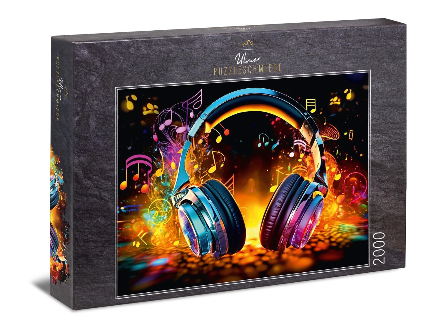 Ulmer Puzzleschmiede Puzzle Magic Music de 2000 pièces - Puzzle à Effets créatifs avec Symboles de Musique et Couleurs Vives