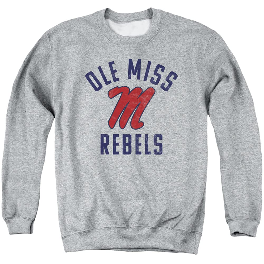 University of Mississippi Ole Miss Official Rebels Logo Unisex Adult Crewneck Sweatshirt,Athletic Heather, Medium