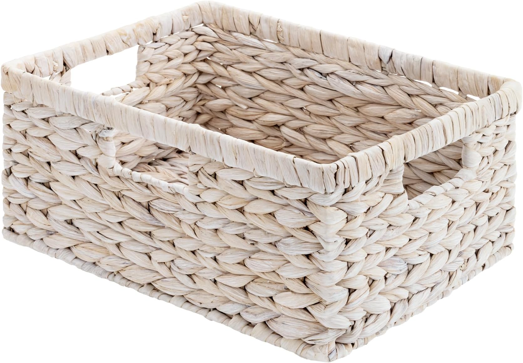 Pantry Baskets, Wicker Storage Baskets for Organizing, Shelves, Pantry Organizers and Storage, Water Hyacinth, White