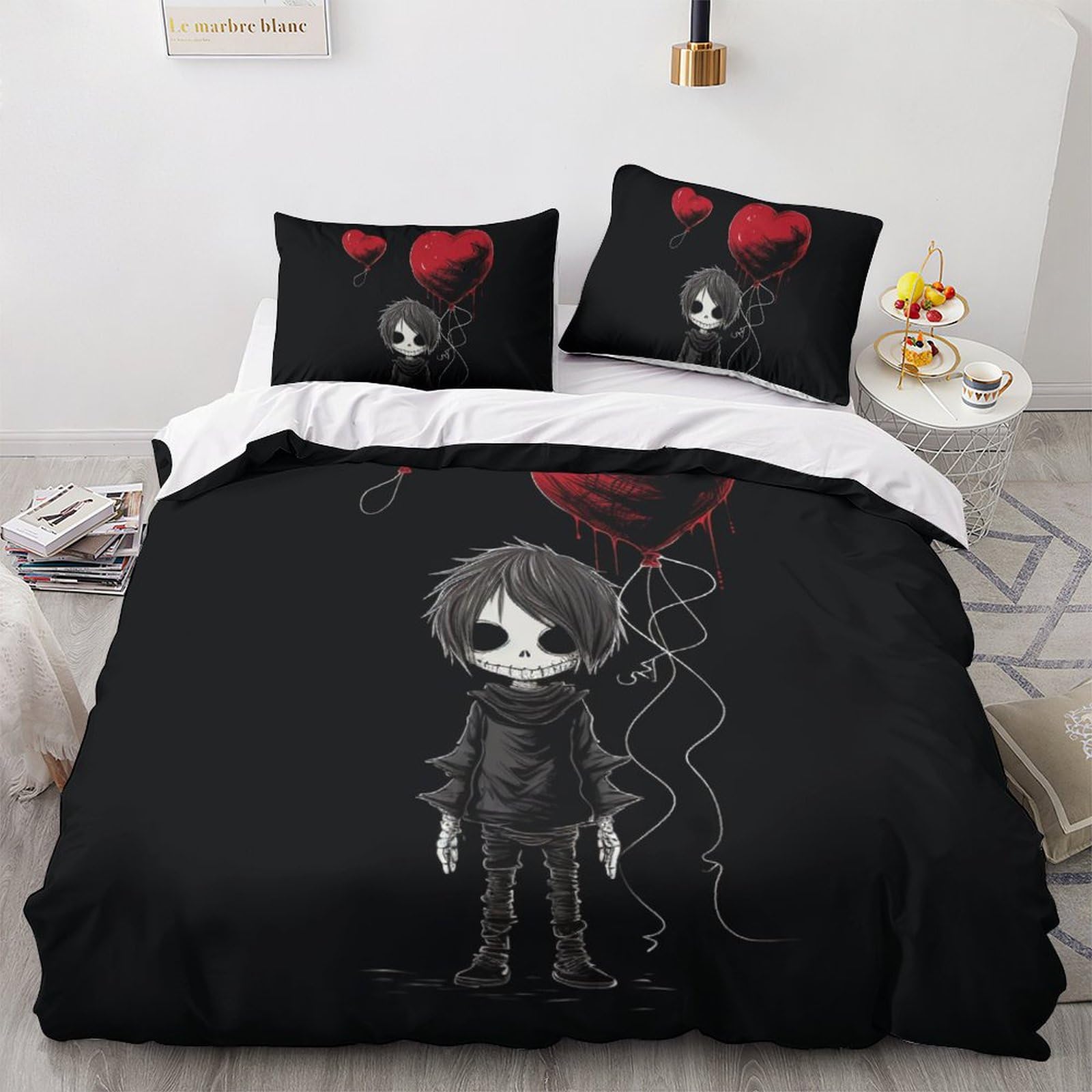 Parure de lit squelette mignon avec housse de couette king 220x240cm