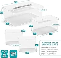 Vista 2 de Richards Homewares - Contenedores de almacenamiento de plástico transparente con tapas, 1 grande, 1 mediano y 2 recipientes pequeños