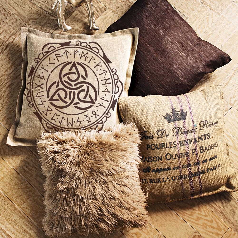 FINGERINSPIRE 4PCS Viking Pattern Stencil Set: 11.8x11.8 inch Viking Dragon, Phoenix, Skull, Knot Stencil for Painting on Wall, Wood, Fabric - Image 5