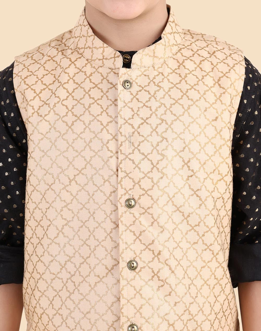 Fabindia Giacca stampata in misto viscosa beige