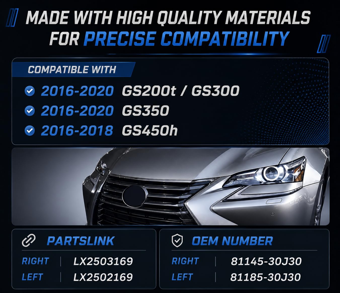 Amazon.com: Replacement For Lexus GS200t/300/350 2016-2020, GS450h