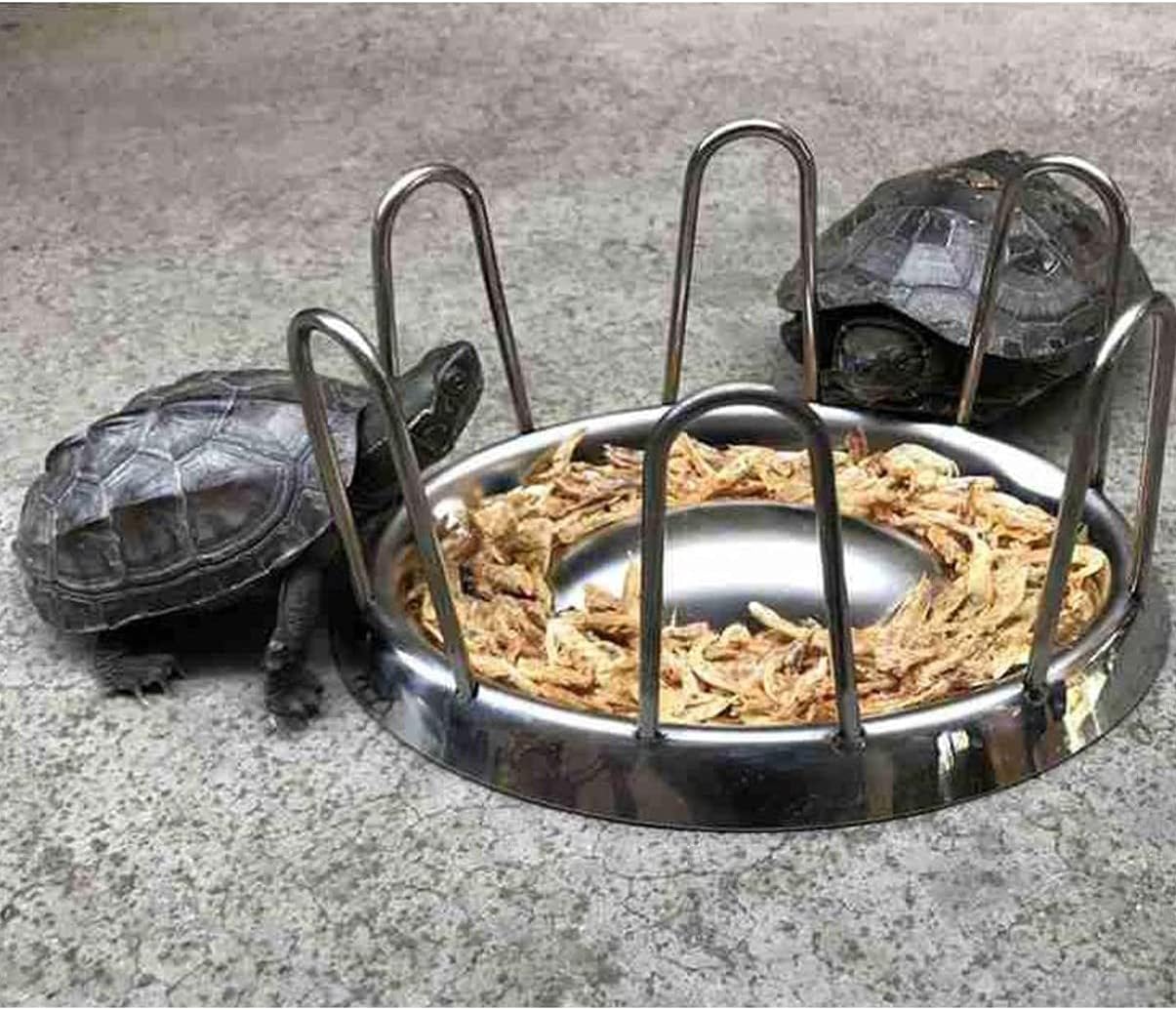Stainless Steel Reptile Food Bowl Tortoise Feeding Tray Railing Shape Pet Supplies Turtle Bowl