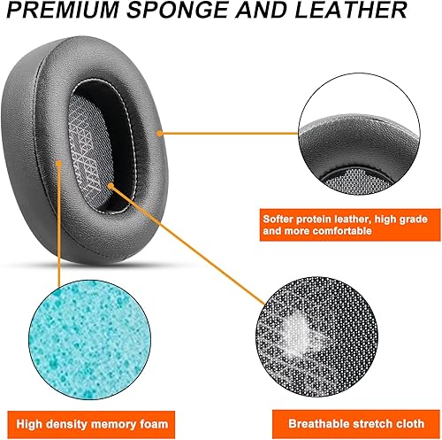 Miniatura 4 de Almohadillas de repuesto para auriculares inalámbricos JBL Live 500BT, almohadillas para oídos Live 500 BT con cuero proteico, espuma viscoelástica