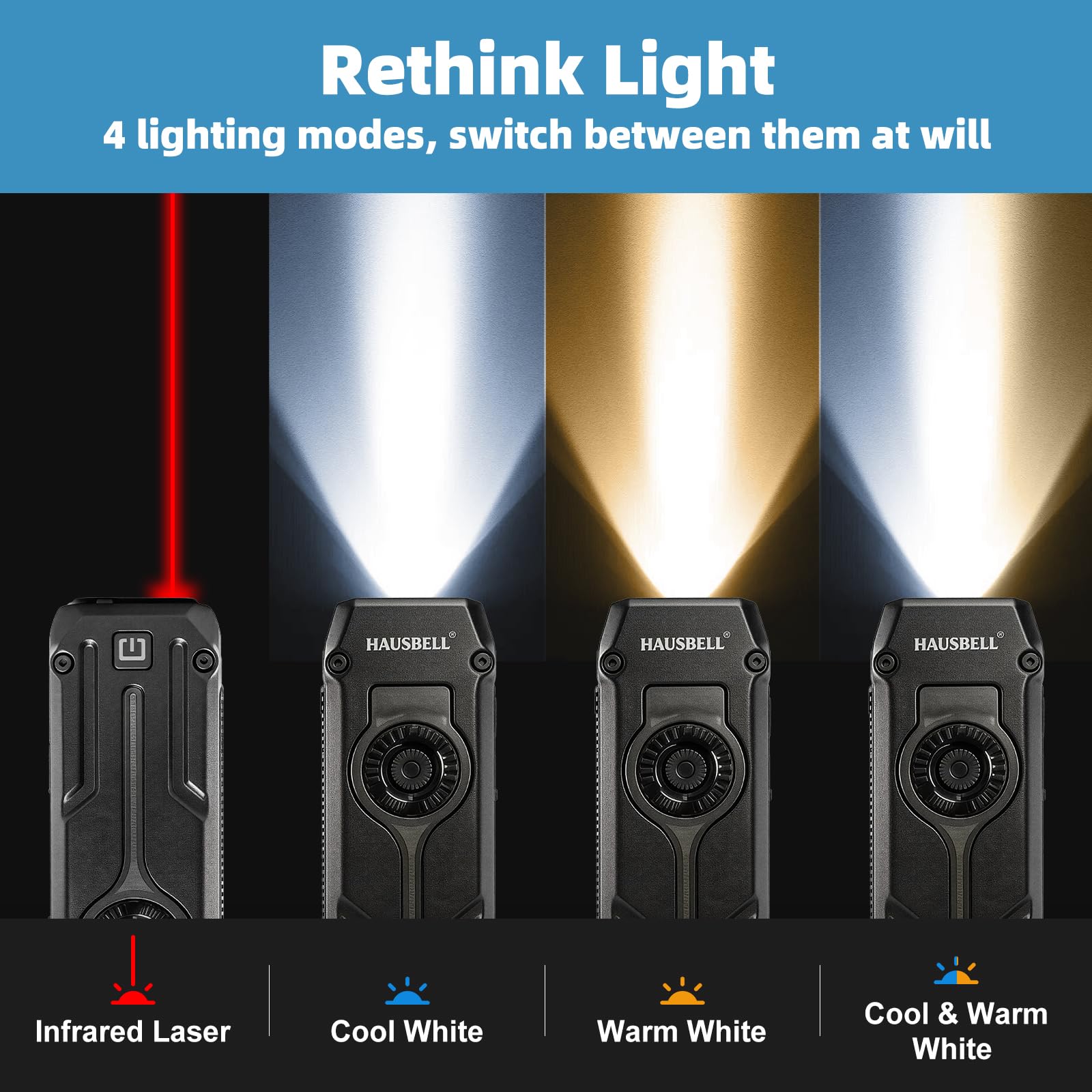 【タイムセール】タクティカルベルト チェストリグ & フラッシュペンライト HAUSBELL Flat EDC Flashlight, Rechargeable 1800 Lumens Ultra-Slim