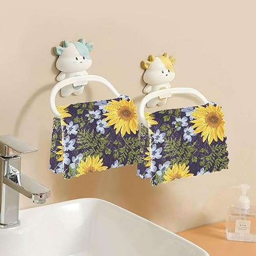 Miniatura 6 de Seamless Pattern Sunflowers Towels for Drying Dishes Camping Tea Towel Set Cotton Dish Towels Absorbent Kitchen Tie Hand Towels