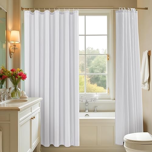 Miniatura 9 de Biscaynebay Paquete de 4 forros de cortina de ducha de tela de calidad de hotel de 72 x 72 pulgadas, cortinas de baño blancas resistentes al agua,