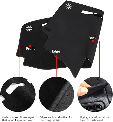 Miniatura 4 de HanLanKa Cubierta de salpicadero compatible con Lexus RX330 2004-2006, RX350 2007-2009, RX400h 2006-2008 en negro con agujeros centrales para