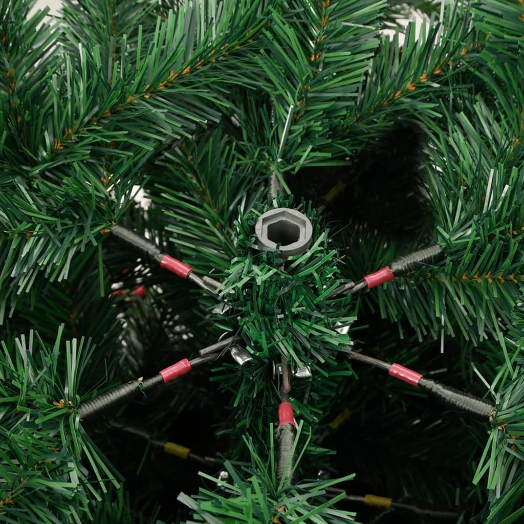 Árbol de Navidad artificial plegable de 210 cm con puntas de polietileno, piñas y bayas rojas, incluye soporte de hierro resistente para un fácil montaje y aspecto natural