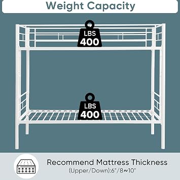 Twin Over Twin Bunk Bed with Built-in Ladder and Safety Guardrail
