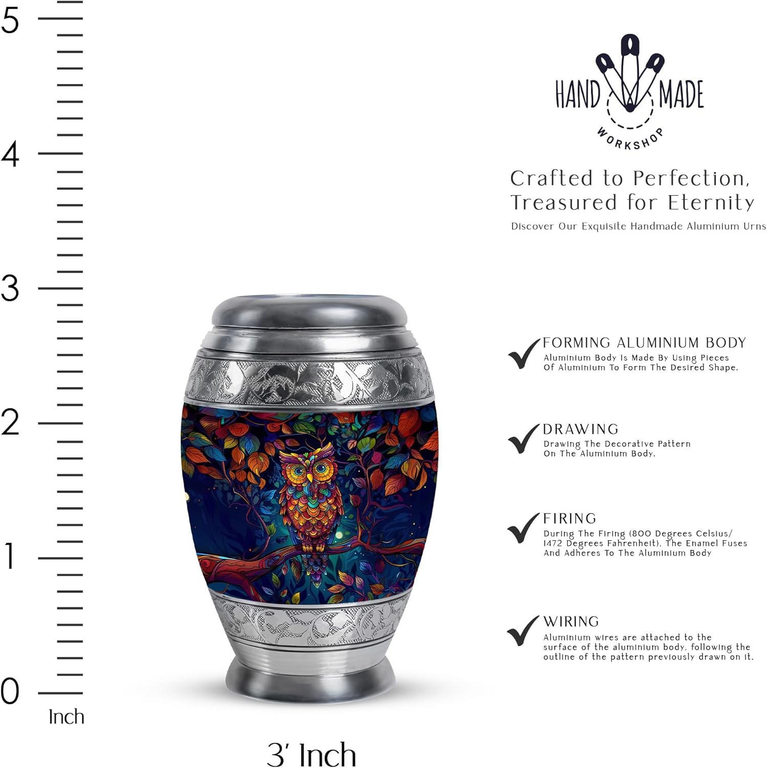 Owl Urns for Human Ashes - Keepsake Urn - Decorative Urns - (3 inch Pack of 1)