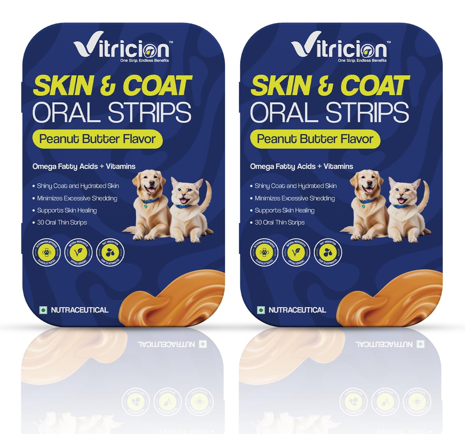 Vitricion Pet Skin & Coat Oral Strips for Dogs & Cats | Omega Fatty Acids, Vitamin A & E | Vet Approved, Reduces Shedding & Itching | Thick & Shiny Fur | 30 Strips | Peanut Butter Flavor — Amazon image 10