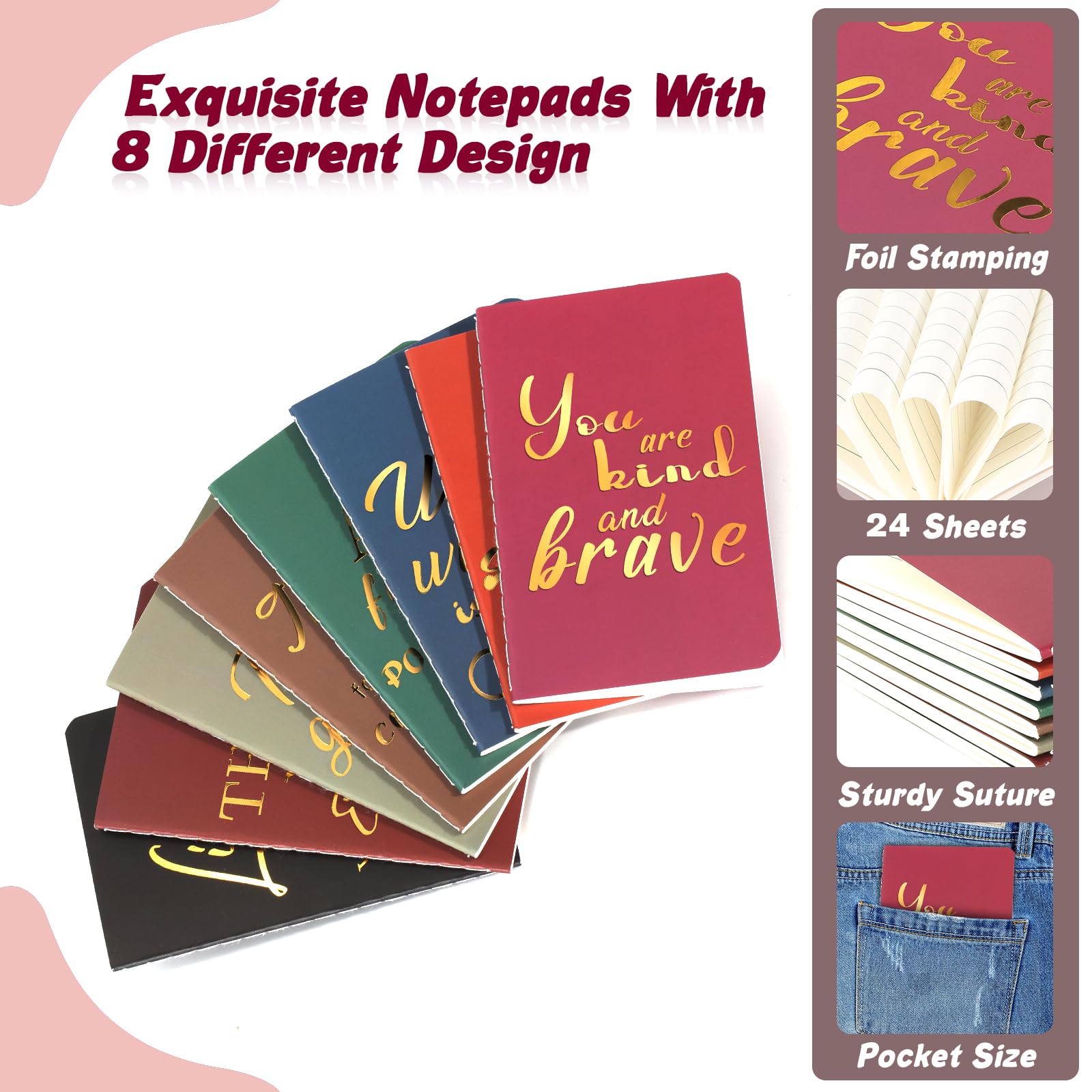 48 Pcs Employee Appreciation Gifts 3 x 5'' Thank You Gifts for Colleague Inspirational Notebook Motivational Pens Keychains Mini Spiral Pocket Notepads Bulk Motivational Gifts for Team Coworker Staff - Image 3