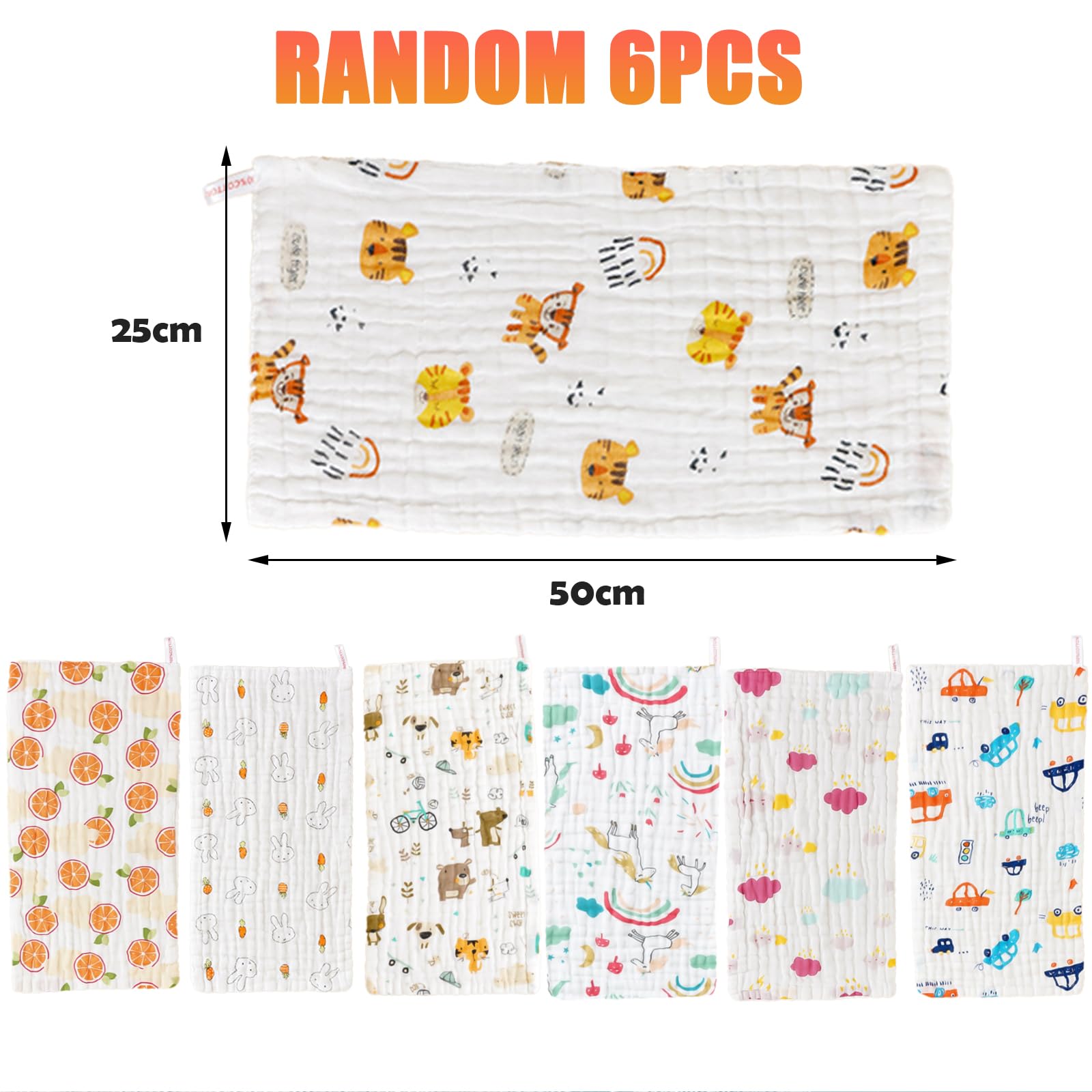 DKDDSSS 6 Pcs Muslin Squares, Muslin Cloths for Baby 6 Layers Burp Cloths for Baby Burp Cloths for Newborn Baby Muslins Pack - Image 2