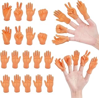 18 Pcs Tiny Hands for Fingers, Mini Rubber Finger Puppets Realistic Miniature Hand Toys for Kids Gag Present, Puppet Show, Halloween Party Favors (5 Styles)