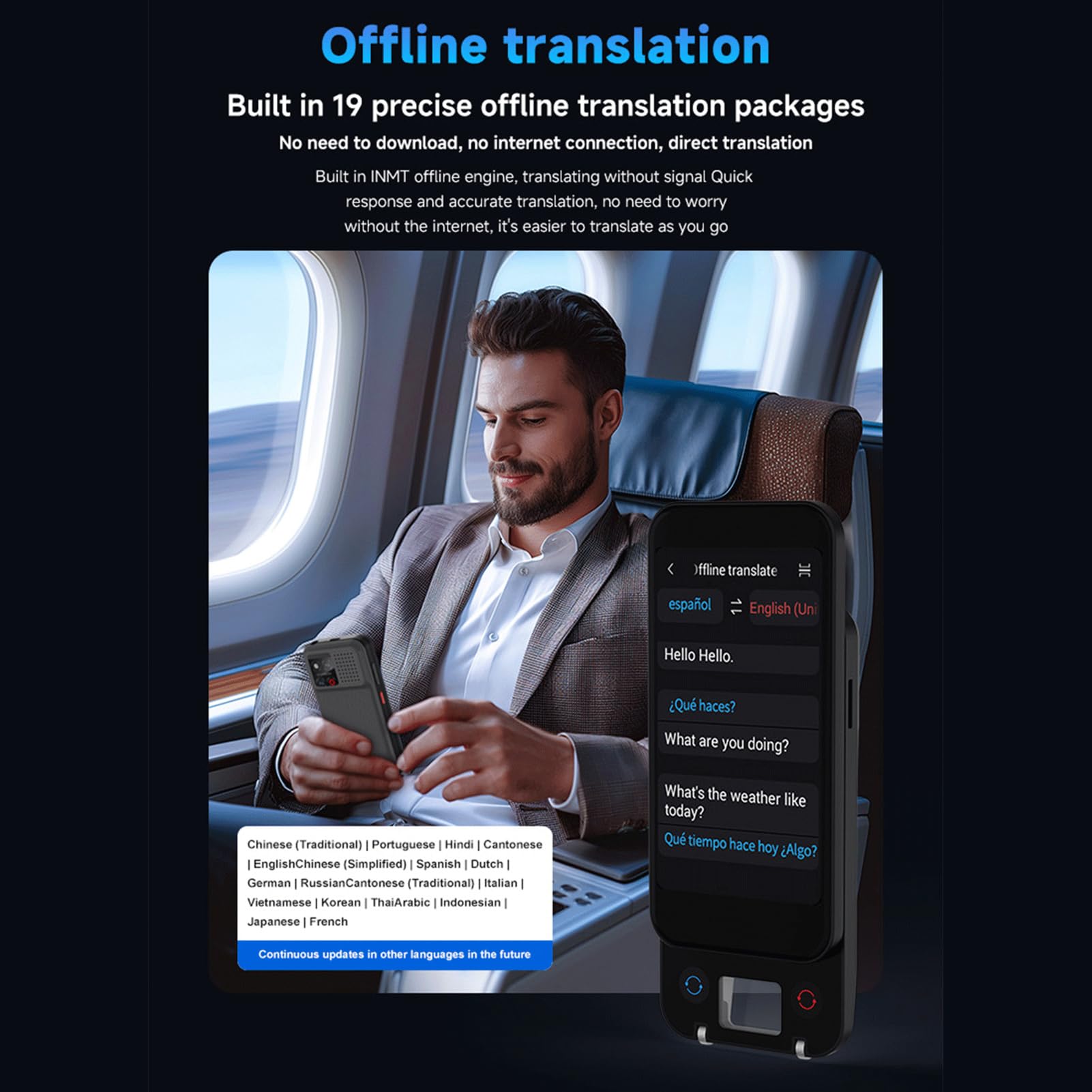 ASHATA Boligrafo Traductor de Voz Inteligente, Escaner Lector de Sonido Portatil con 148 Idiomas, for Viajes, Estudio y Aprendizaje de Idiomas | Traducción online y offline, escaneo de texto, IA, pantalla táctil y recargable