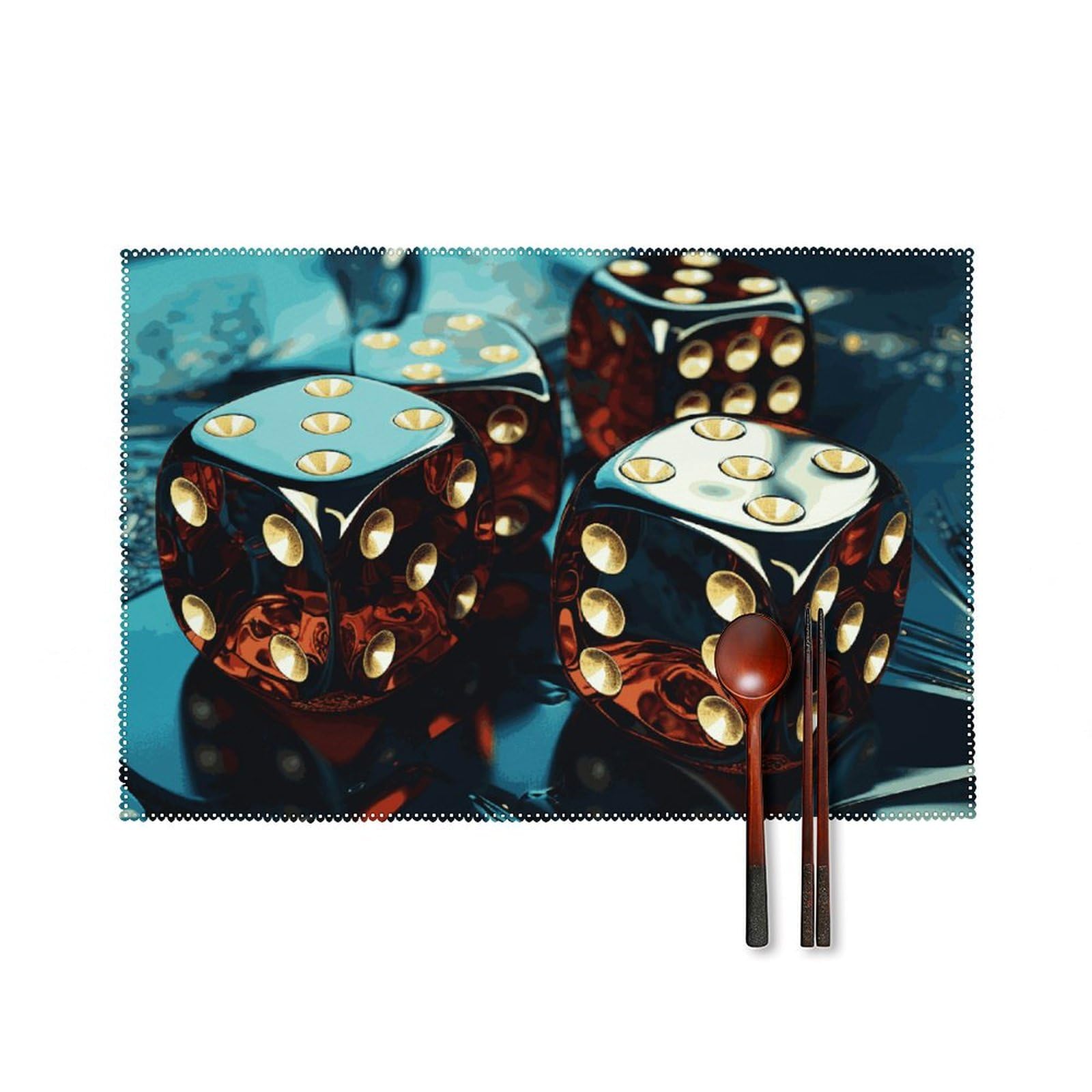Sets de table en toile lot de 6 motif dés 45x30 cm pour table à manger chic