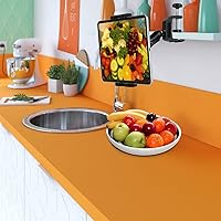 Vista 2 de Soporte para tablet debajo del gabinete, soporte para tableta de cocina, soporte para iPad para escritorio/mesa/tabla/silla, compatible