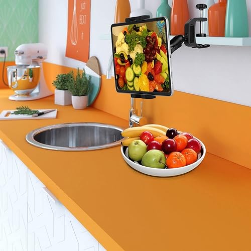 Miniatura 2 de Soporte para tablet debajo del gabinete, soporte para tableta de cocina, soporte para iPad para escritorio/mesa/tabla/silla, compatible